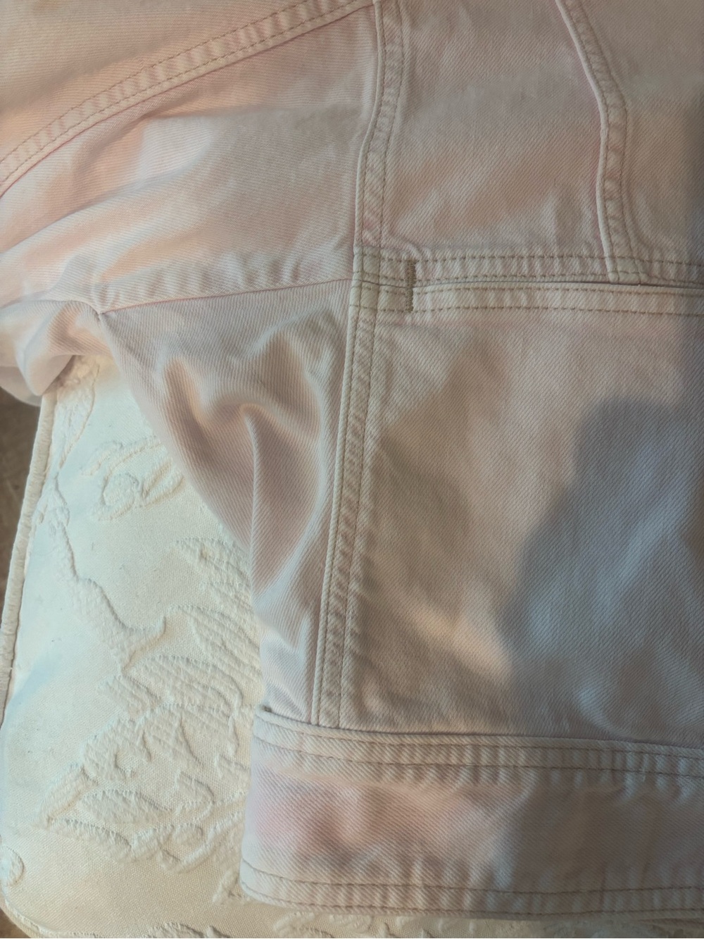 Free People Pale Pink Cropped Denim Jacket - Picture 6 of 9